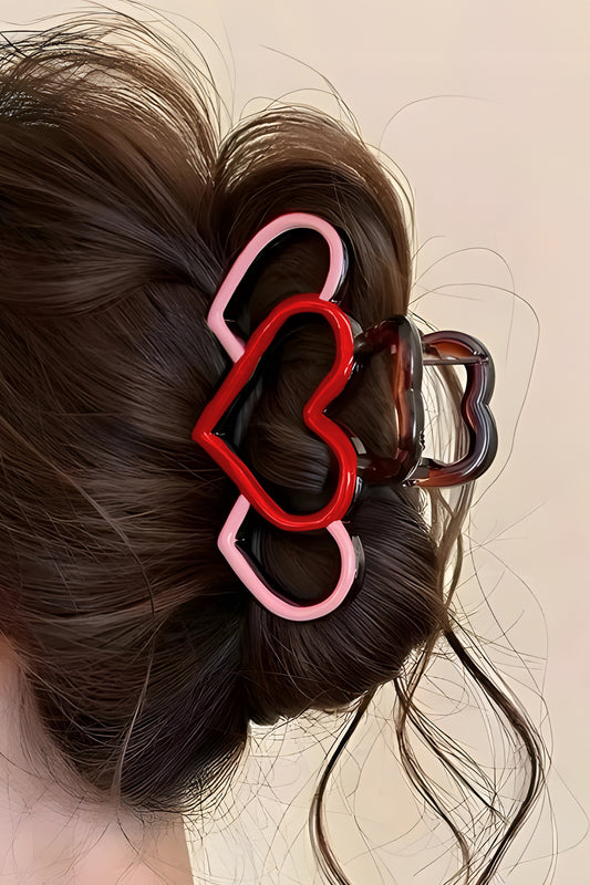 Bonbon Hollowed Heart Design Color Contrasted Acrylic Hair Claw Clip - Snoopy's Closet