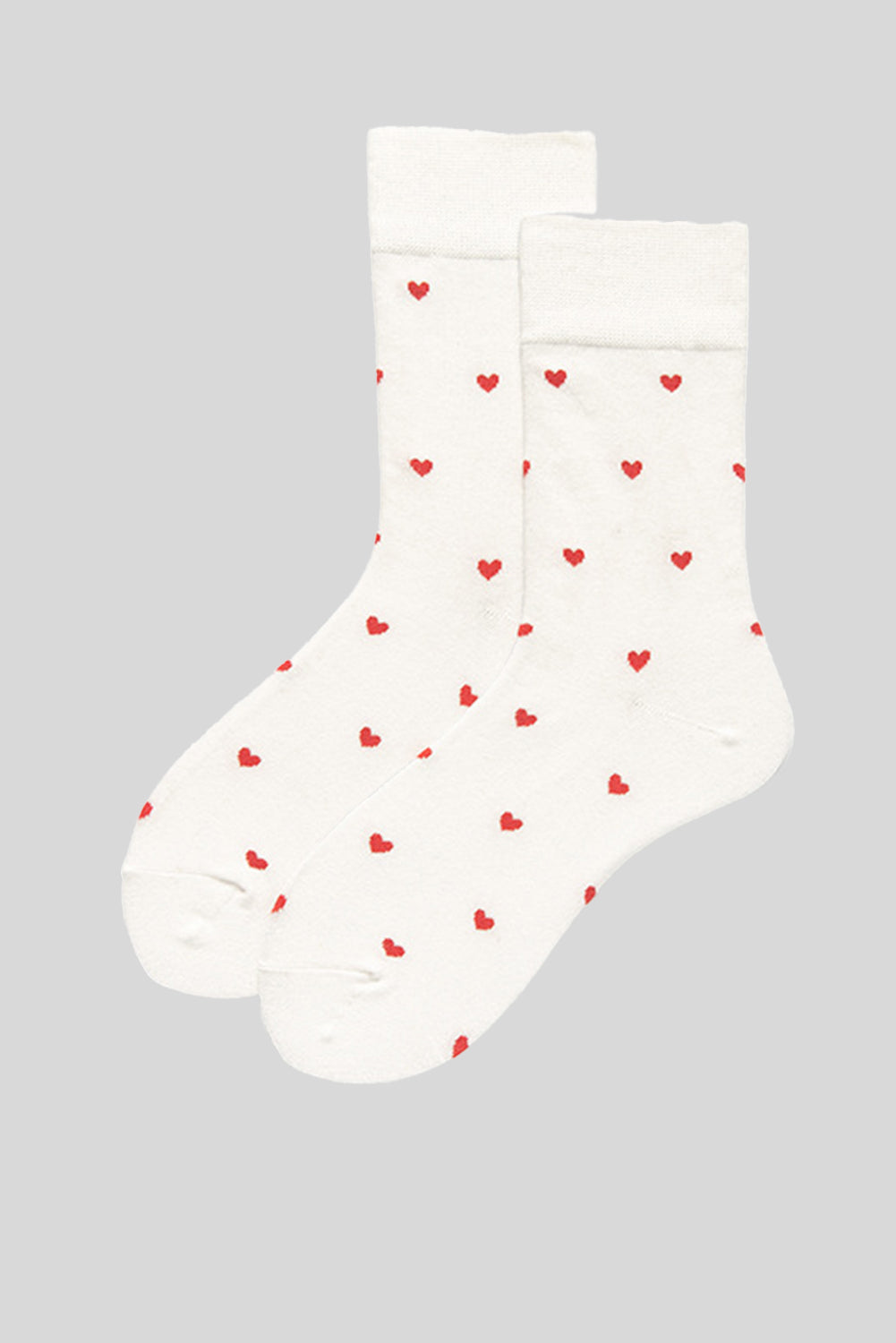 White Valentines Heart Pattern Crew Socks - Snoopy's Closet