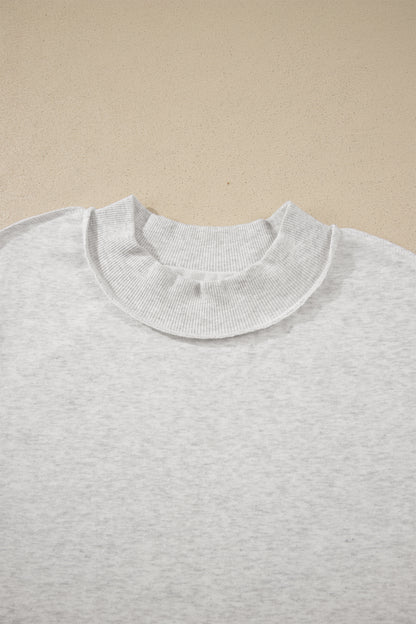 Light Grey Exposed Seam Detail Mock Neck Tee