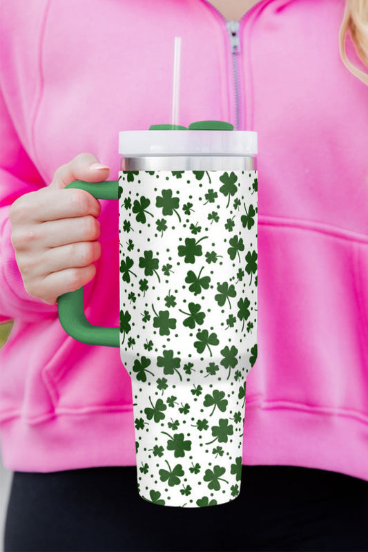 Vaso térmico trébol verde oscuro con asa de 40 oz