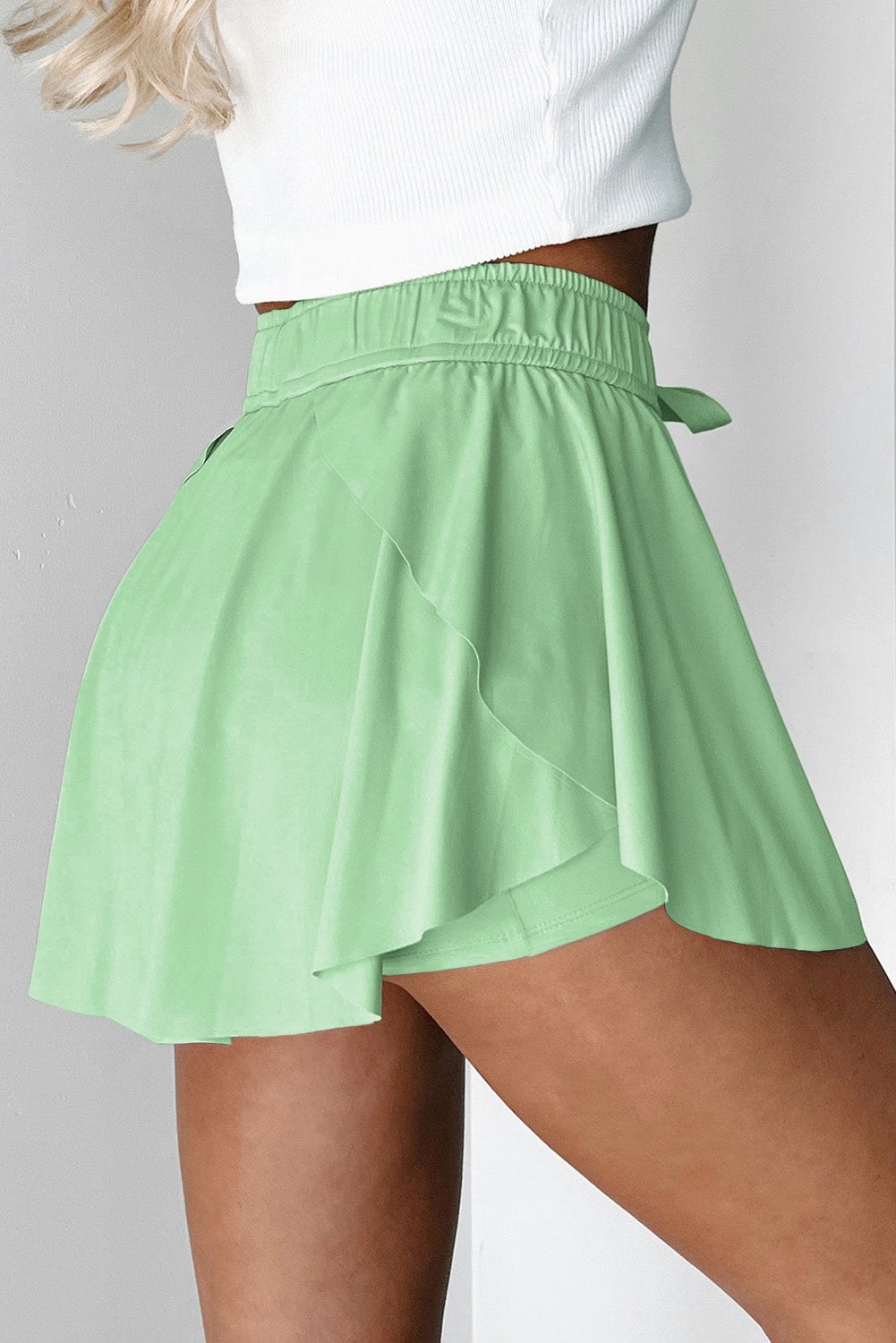 Faldas-pantalón de tenis con cordón, cintura elástica, forro y color verde claro