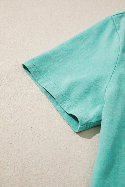Mint Green Mineral Wash V Neck Tee Matching Skort Set - Snoopy's Closet