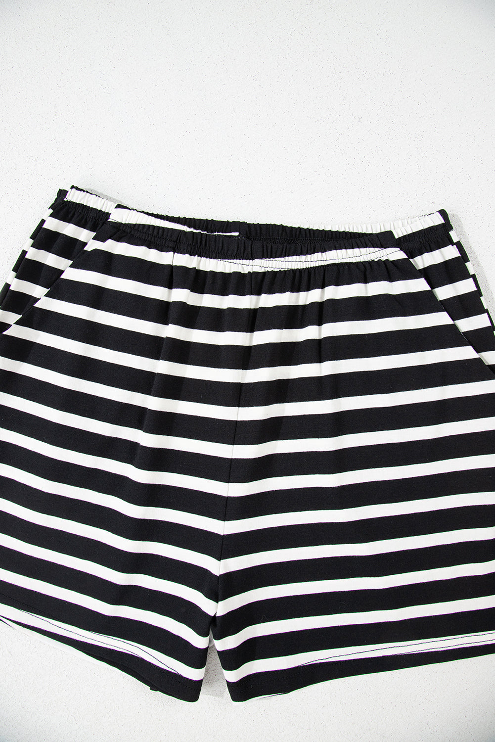 Black White Striped Short Sleeve Top and Shorts Set - Snoopy's Closet
