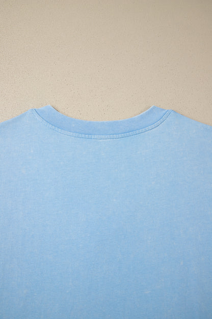 Beau Blue Mineral Wash V Neck Tee Matching Skort Set - Snoopy's Closet