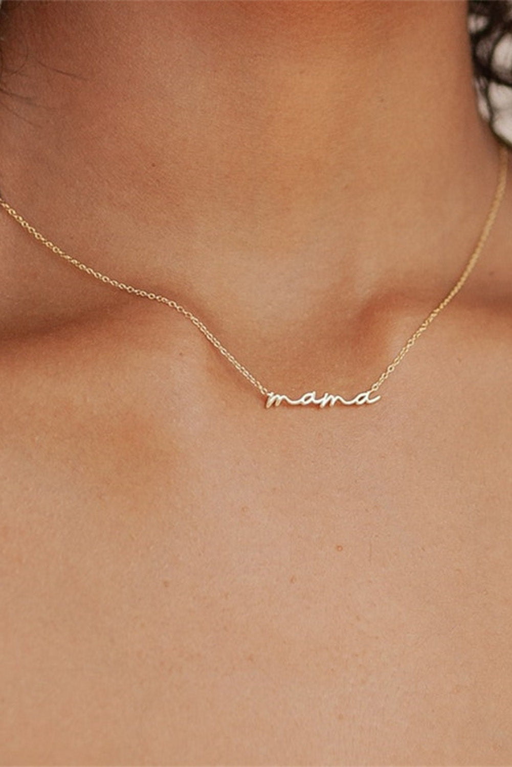 Gold Tiny Mama Script Necklace - Snoopy's Closet