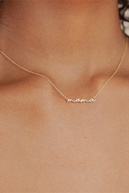 Gold Tiny Mama Script Necklace - Snoopy's Closet