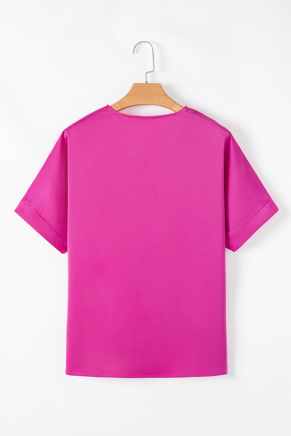 Bright Pink Silky V Neck Dolman Blouse - Snoopy's Closet