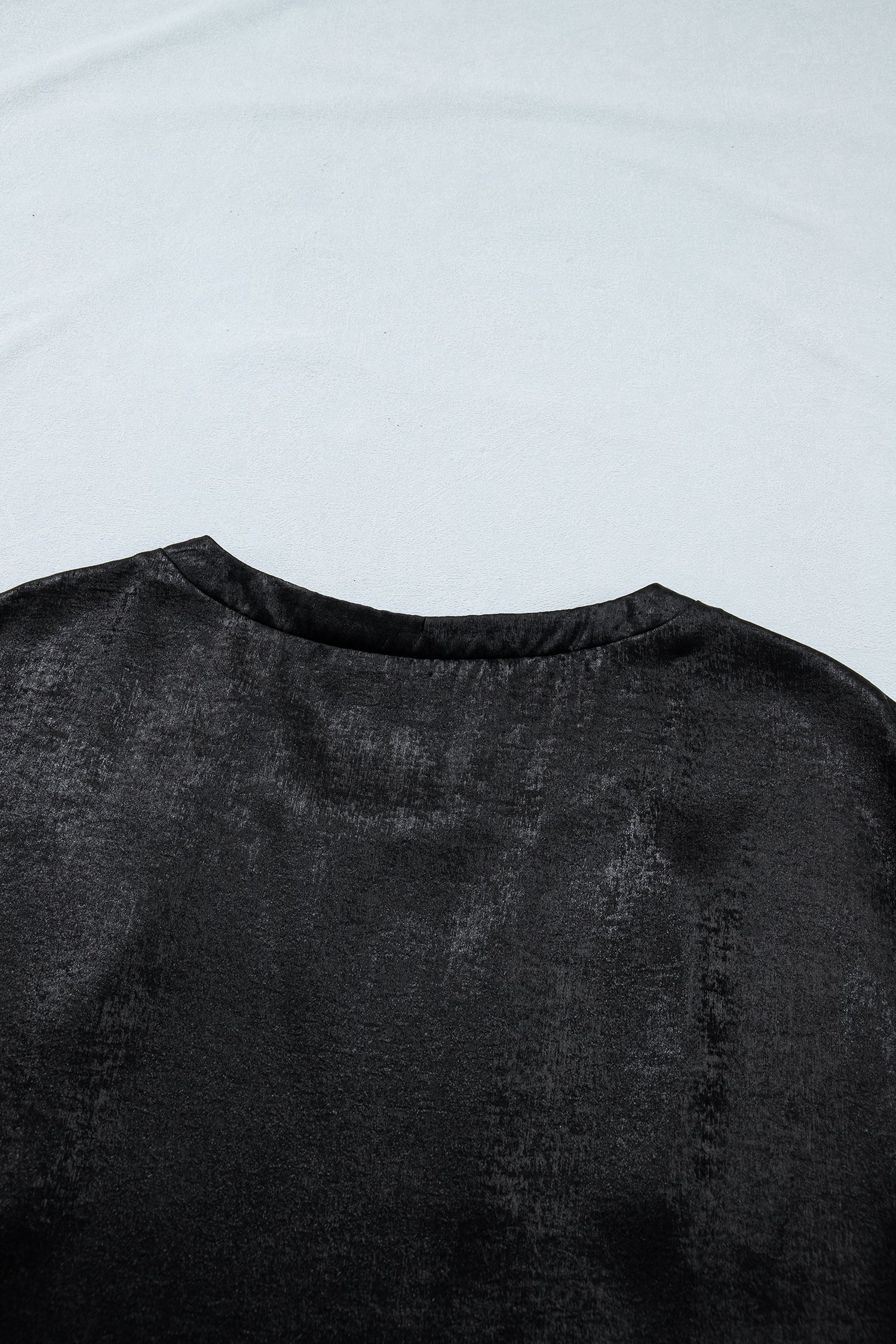 Black Metallic Round Neck Cap Sleeve Tee - Snoopy's Closet