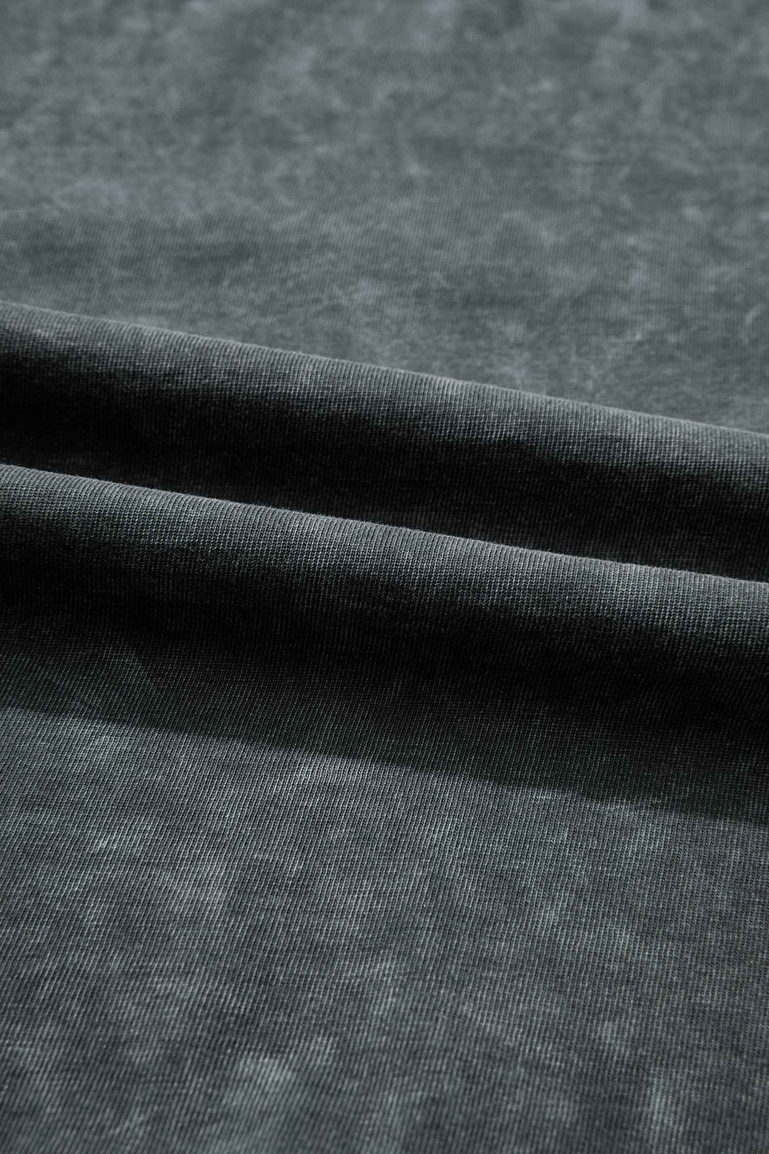 Dark Grey Solid Color Cotton Mineral Washed Oversize Tee