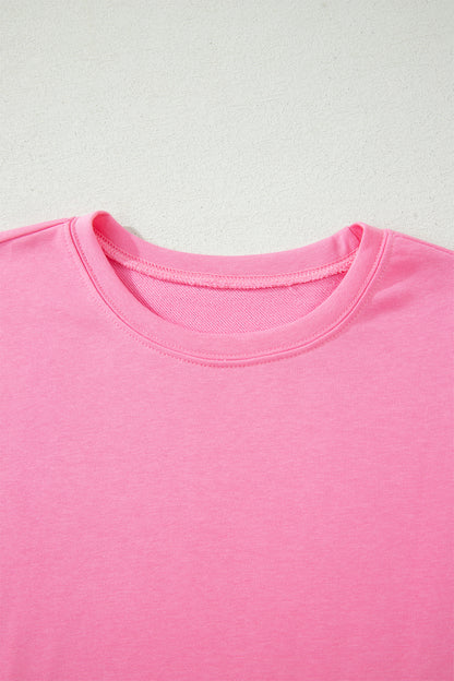Sachet Pink Solid Cover Oversize Tee Pocketed Casual Pants 2pcs Outfit - Snoopy's Closet