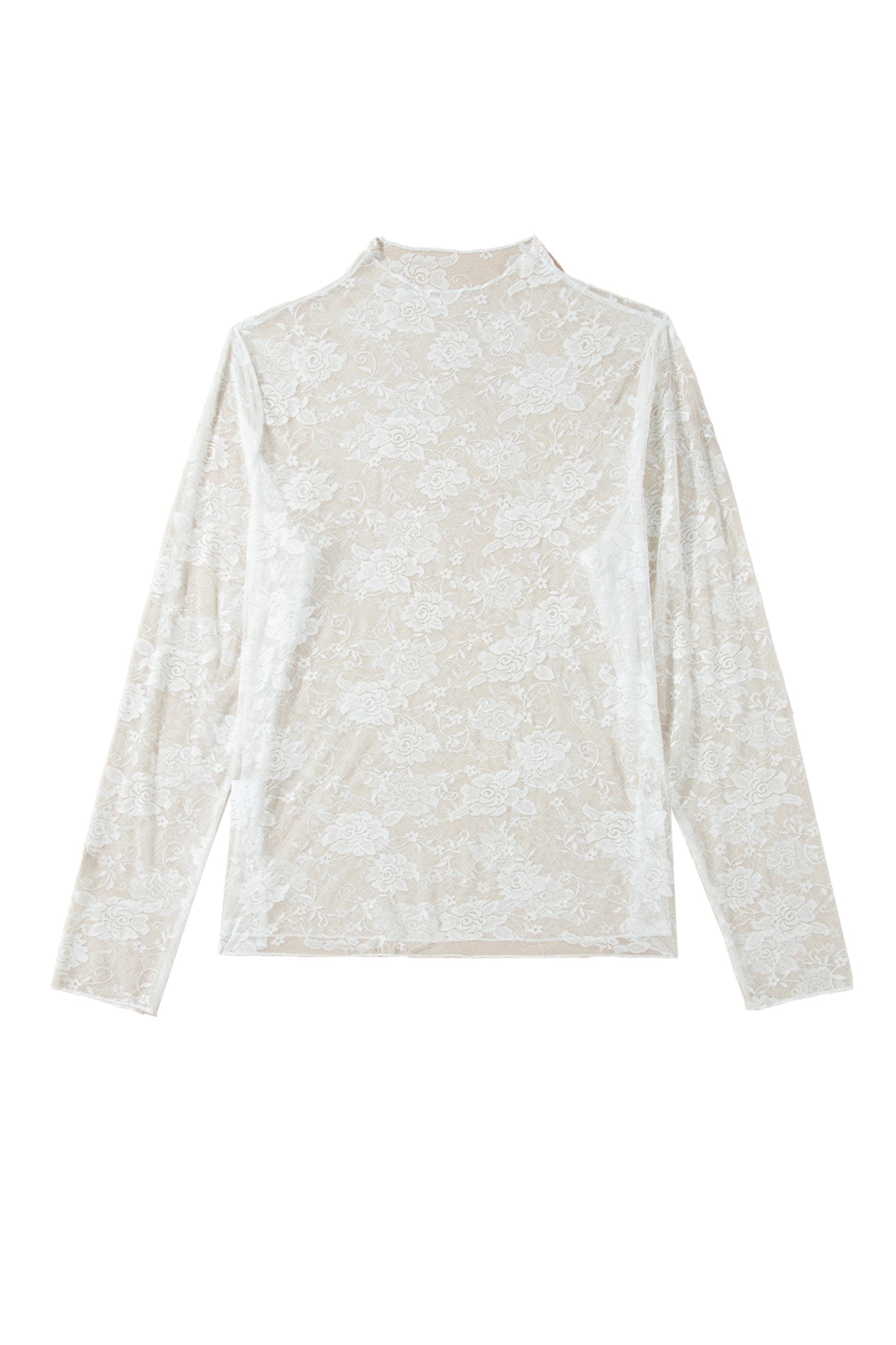 White Plus Size Floral Mesh Long Sleeve Top - Snoopy's Closet