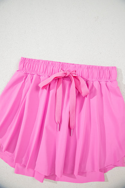 Bonbon Drawstring Elastic Waistband Lined Tennis Skorts