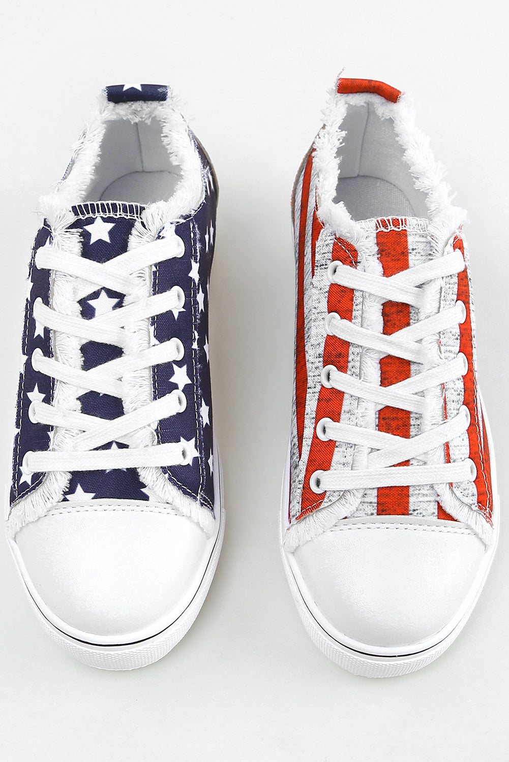 Blue American Flag Lace-up Canvas Flat Shoes - Snoopy's Closet