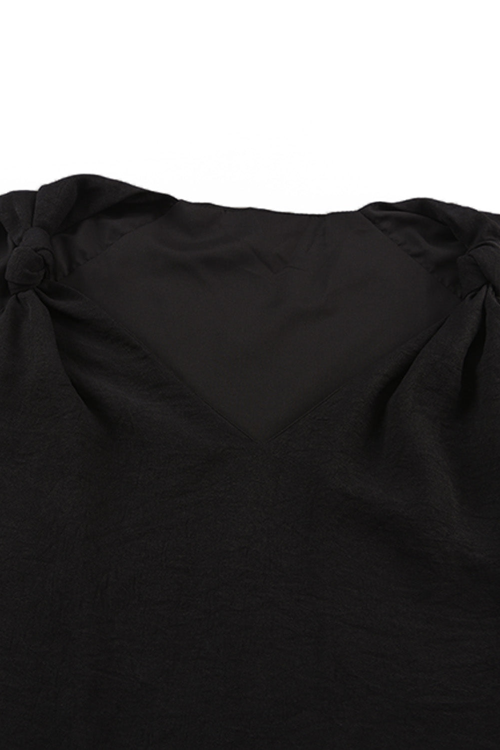 Black V Neck Knotted Shoulder Vest - Snoopy's Closet