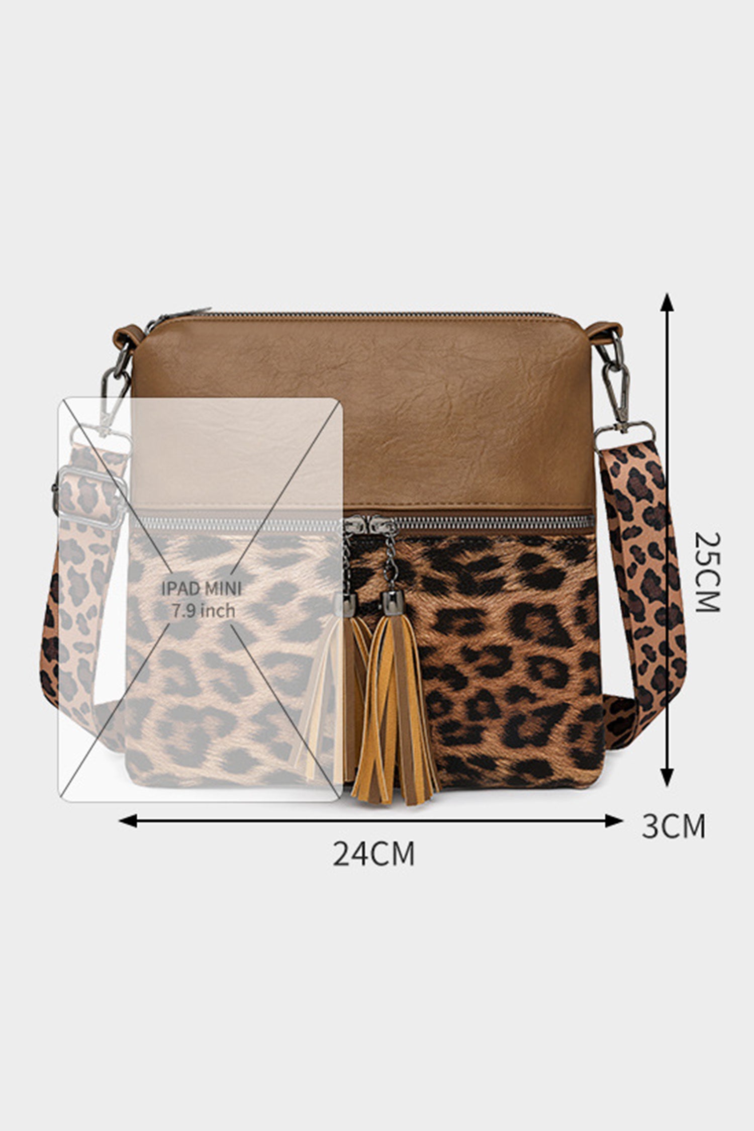 Coffee Leopard Contrast PU Leather Single Shoulder Mini Bag - Snoopy's Closet