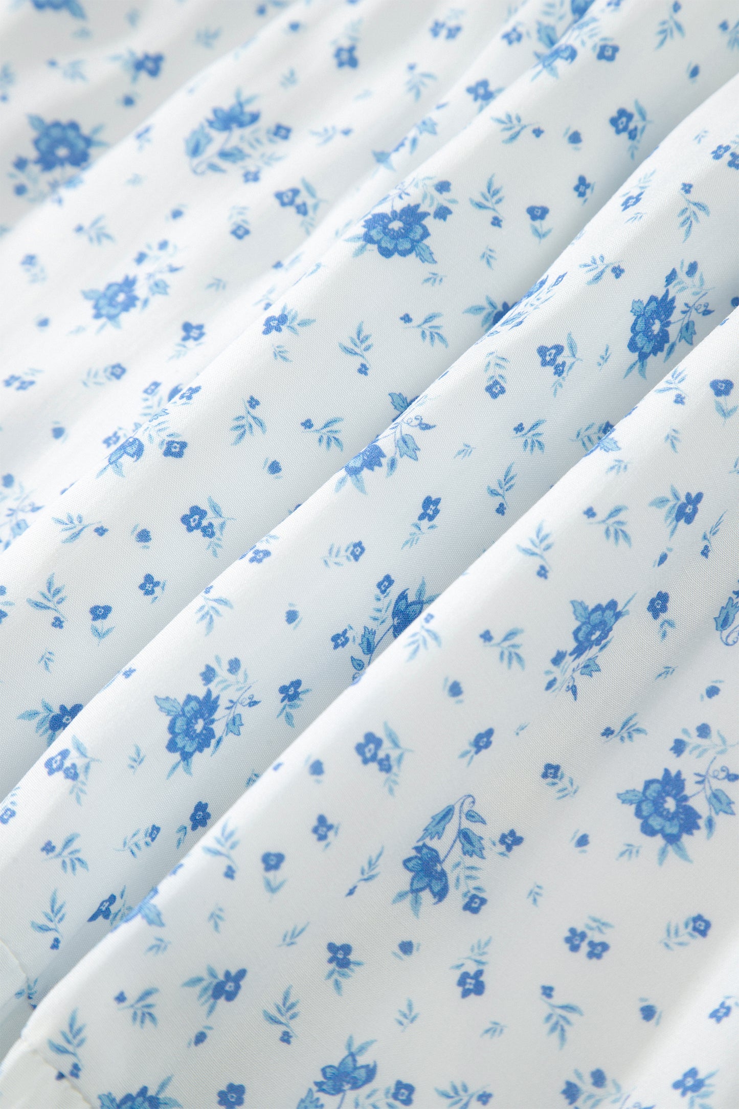 Falda larga bohemia de cintura alta azul cielo con estampado floral pequeño