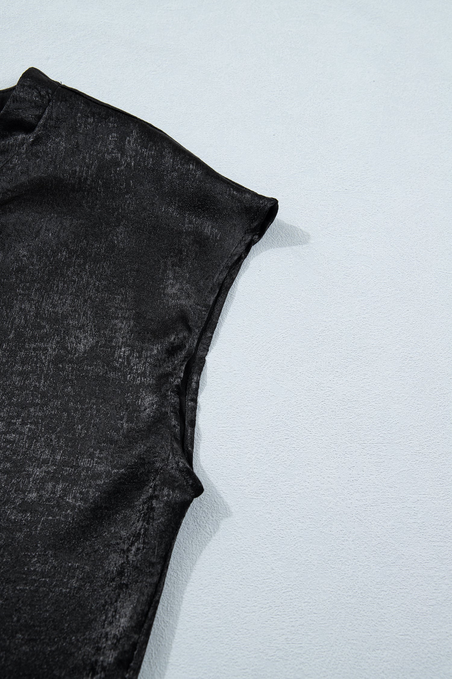 Black Metallic Round Neck Cap Sleeve Tee - Snoopy's Closet