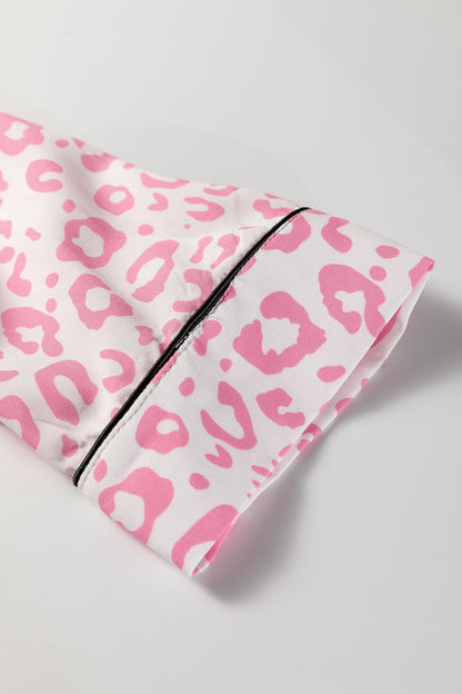 Pink Leopard Print 2cps Long Pajama Set - Snoopy's Closet