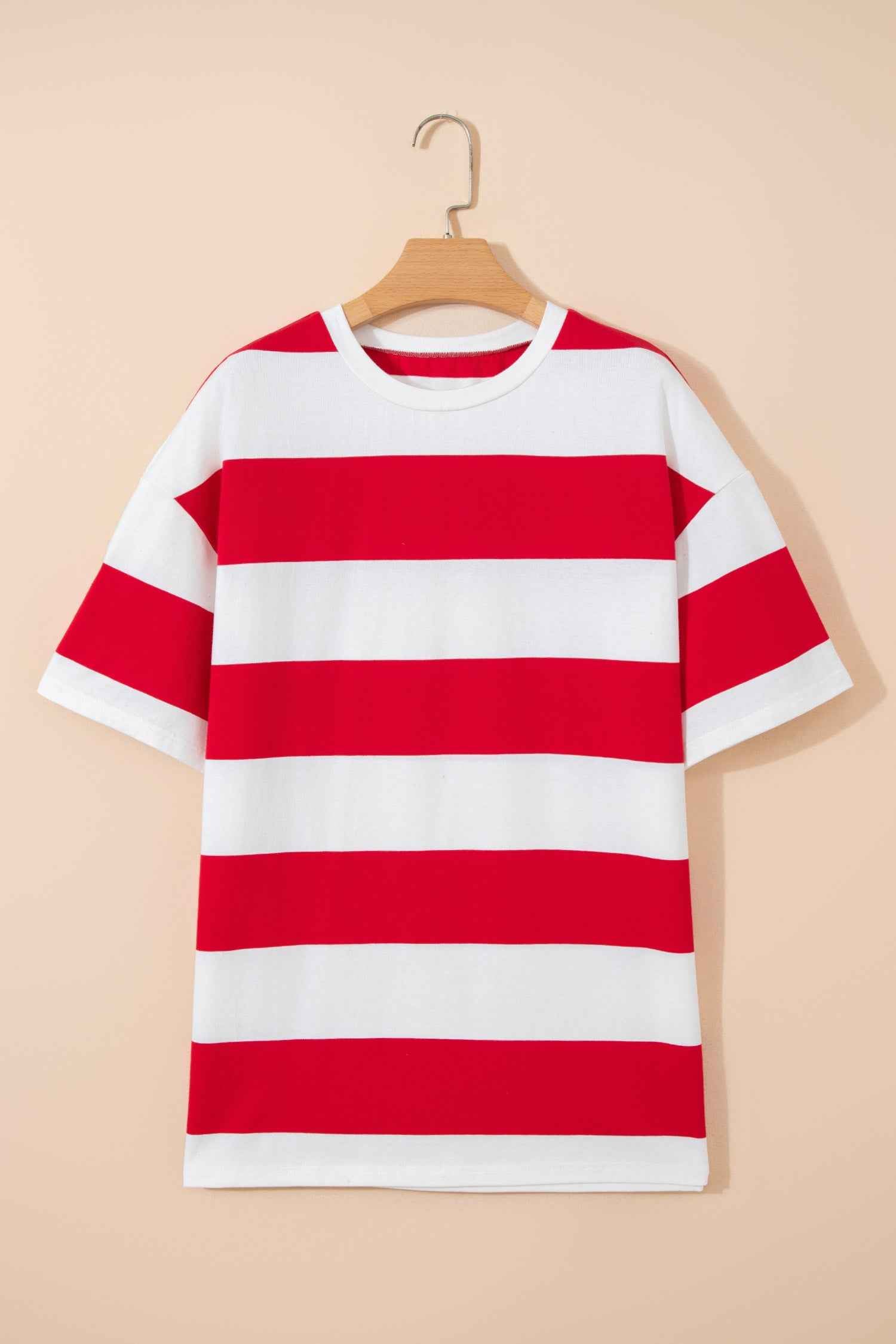 Bright Pink Striped Color Block Oversize Tunic Tee
