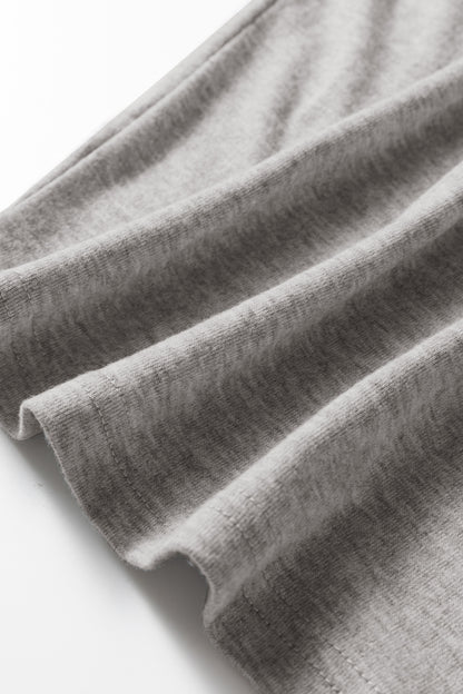 Light Grey Solid Color Extended Cuffs Long Sleeve Top - Snoopy's Closet