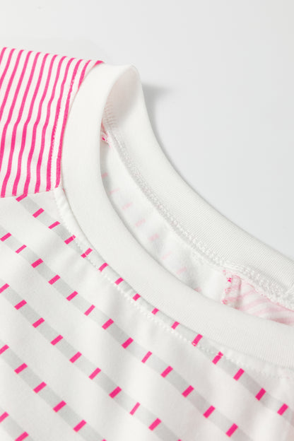 Rose Stripe Raglan Patchwork Long Sleeve Tee - Snoopy's Closet
