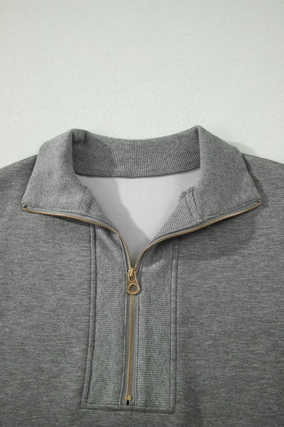 Gray Half Zip Polo Tee Casual Pant Set - Snoopy's Closet