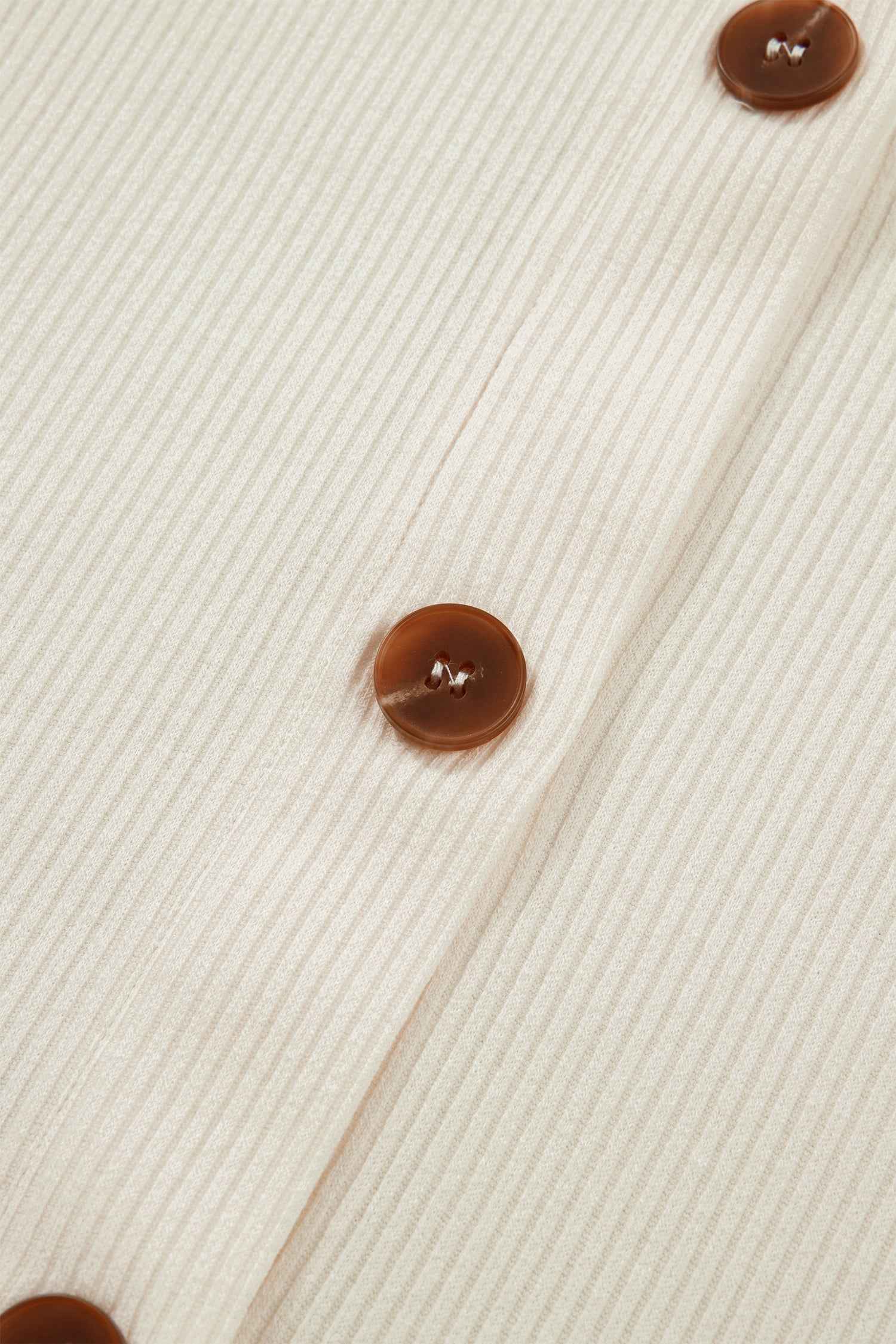 Beige Denim Patchwork Short Sleeve Ribbed Shirt