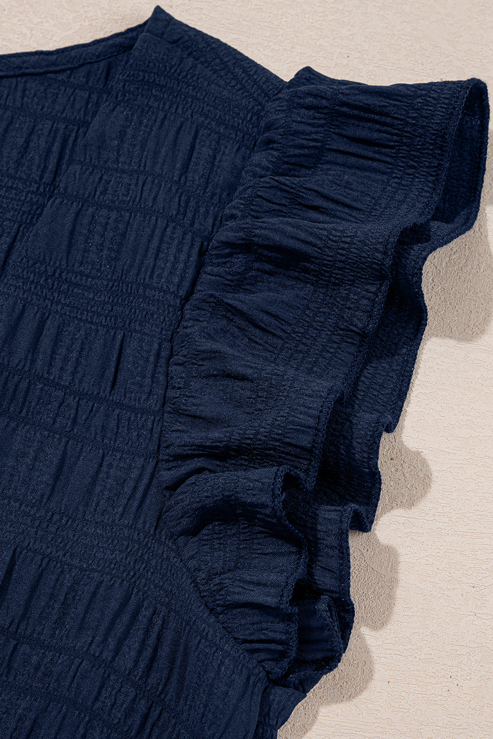 Dirty blue Textured Square Neck Top and Shirred High Waist Shorts Set - Snoopy's Closet