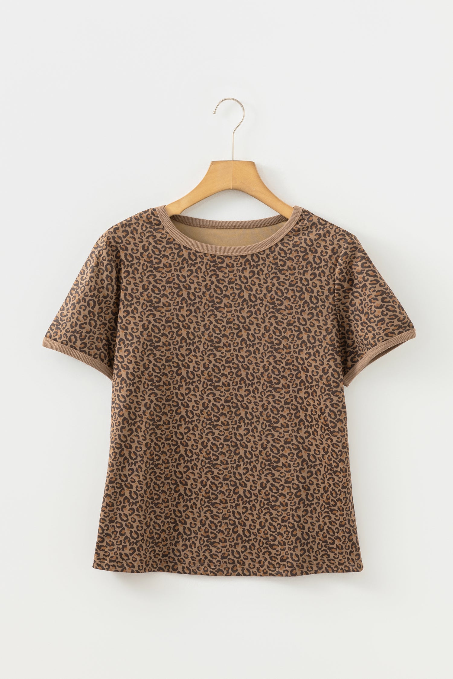 Khaki Fierce Leopard Crew Neck T Shirt - Snoopy's Closet