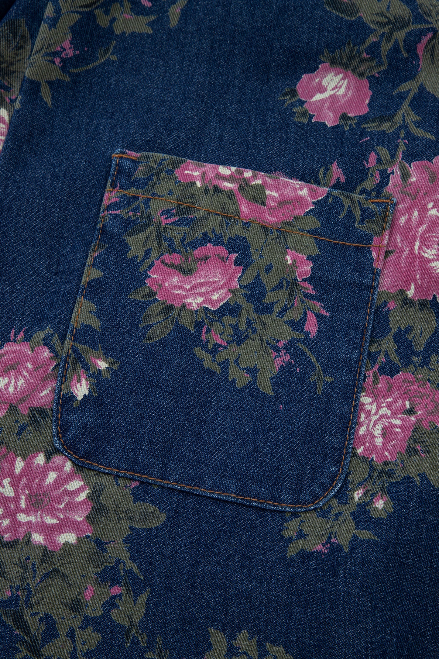 Mono vaquero plisado de pernera ancha y talle alto con estampado floral Blue Beau