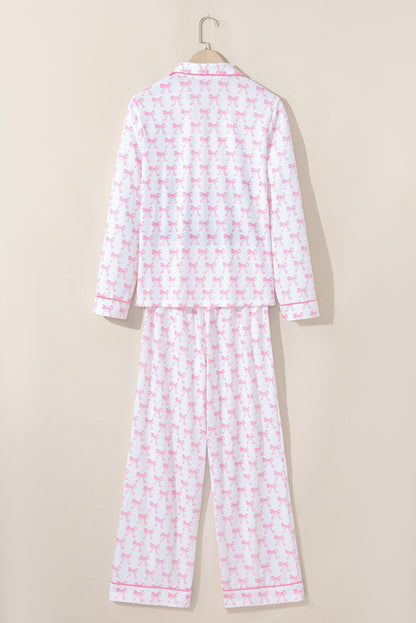 Pink Bow Print Long Sleeve Shirt and Pants Soft Pajama Set - Snoopy's Closet