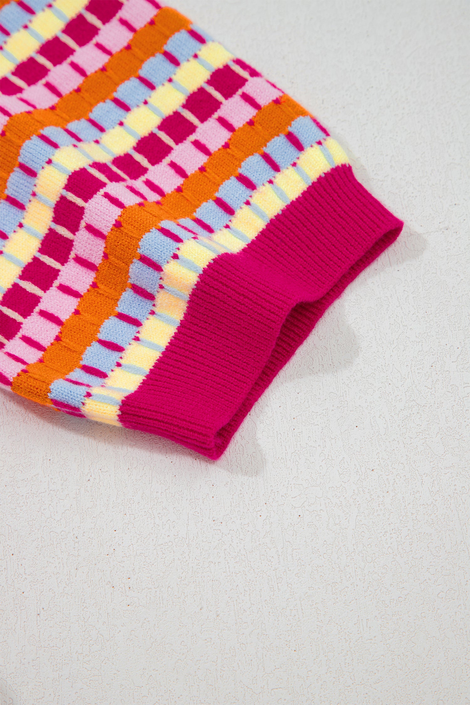 Orange Abstract Striped Knit Short Sleeve Sweater - Snoopy's Closet