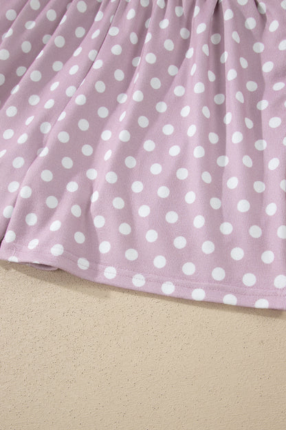 Purple Polka Dot Print Short Set - Snoopy's Closet