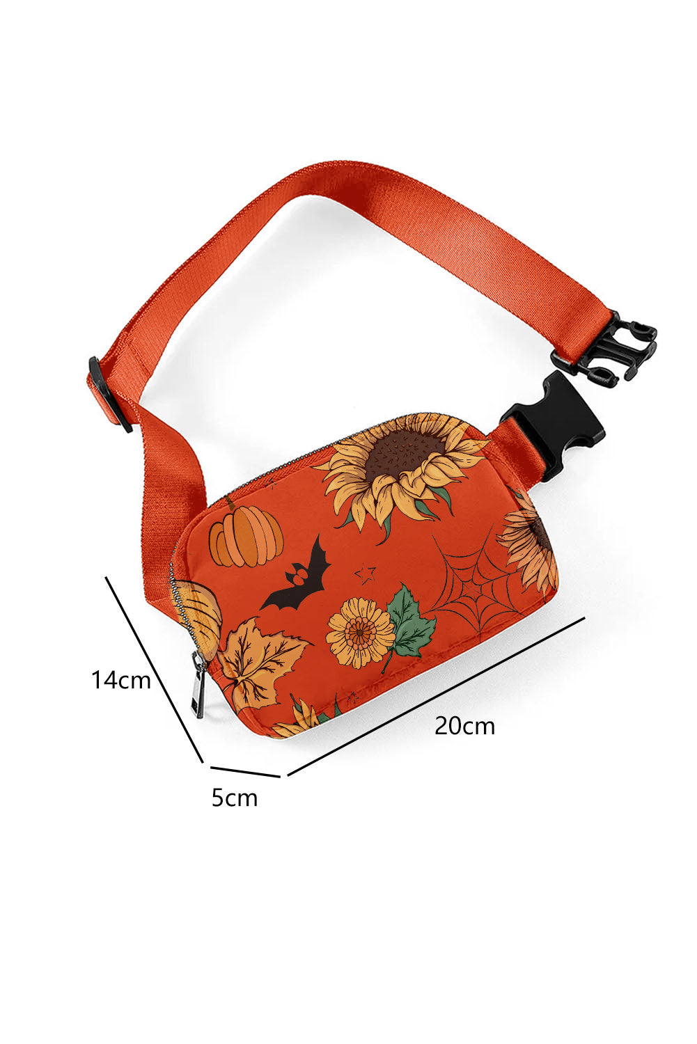 Orange Pumpkin Sunflower Halloween Graphic Crossbody Bag - Snoopy's Closet