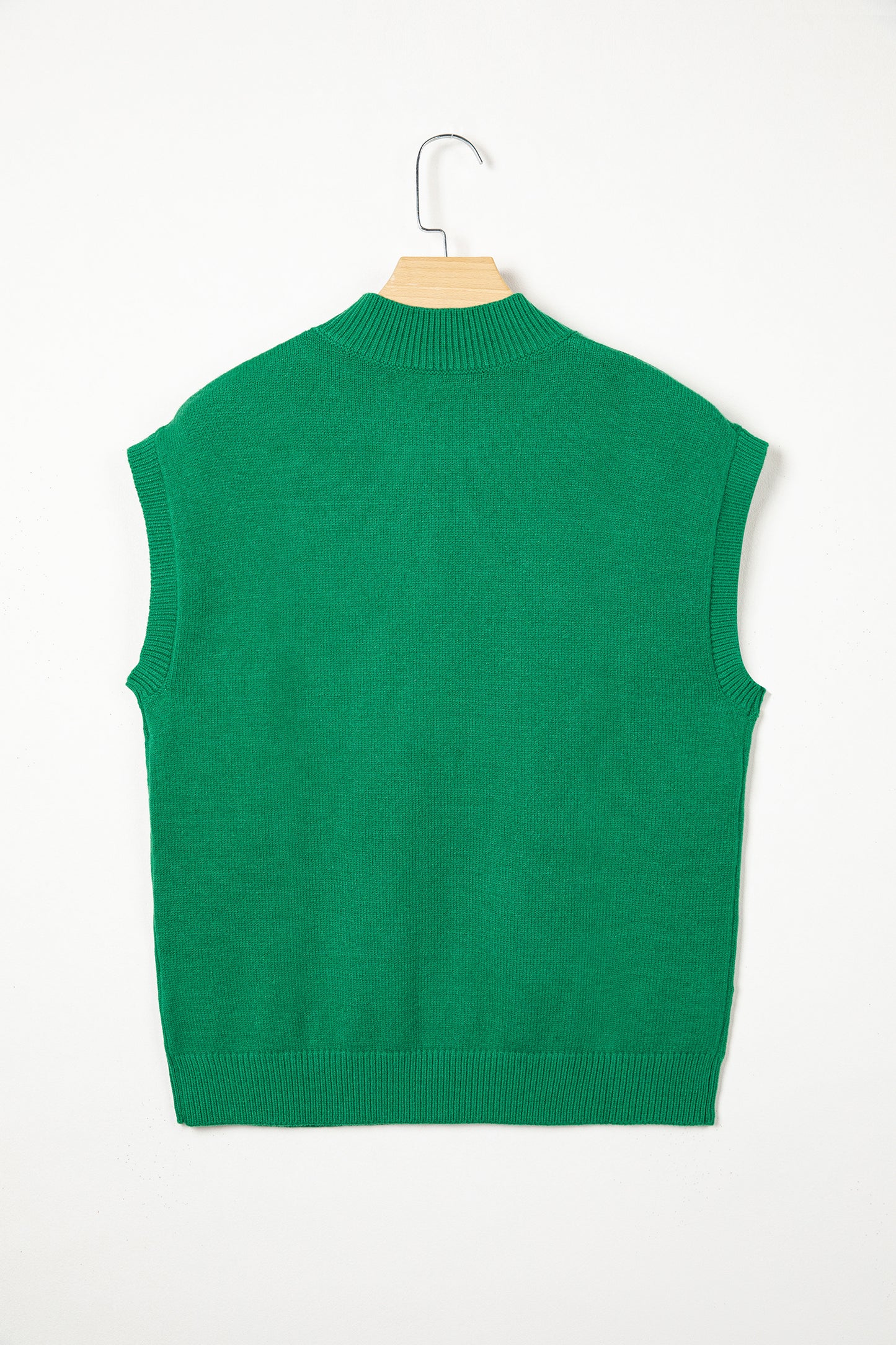 Suéter de manga corta con cuello simulado, ribete acanalado y herraduras con cordones en verde brillante