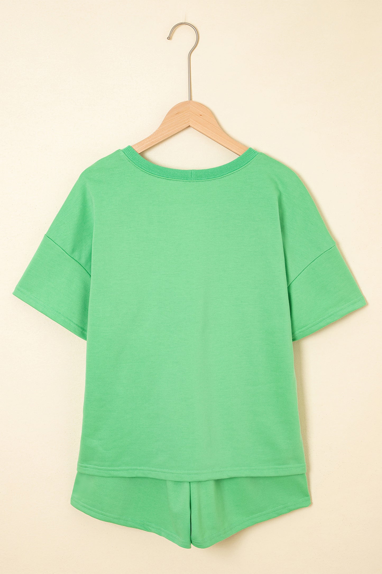 Mint Green Sequin Mardi Gras Mask V Neck Tee Drawstring Shorts 2pcs Outfit - Snoopy's Closet