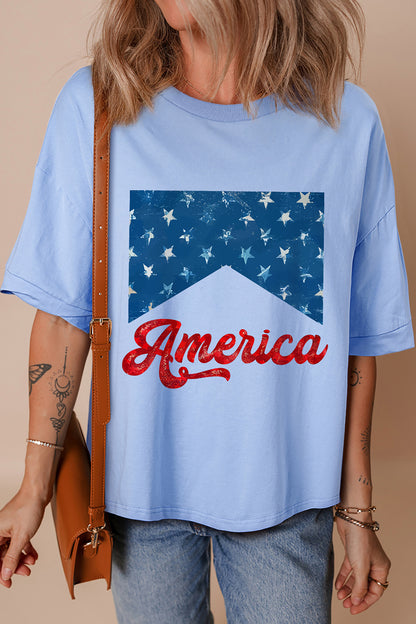 Camiseta relajada con estampado Myosotis America Fashion