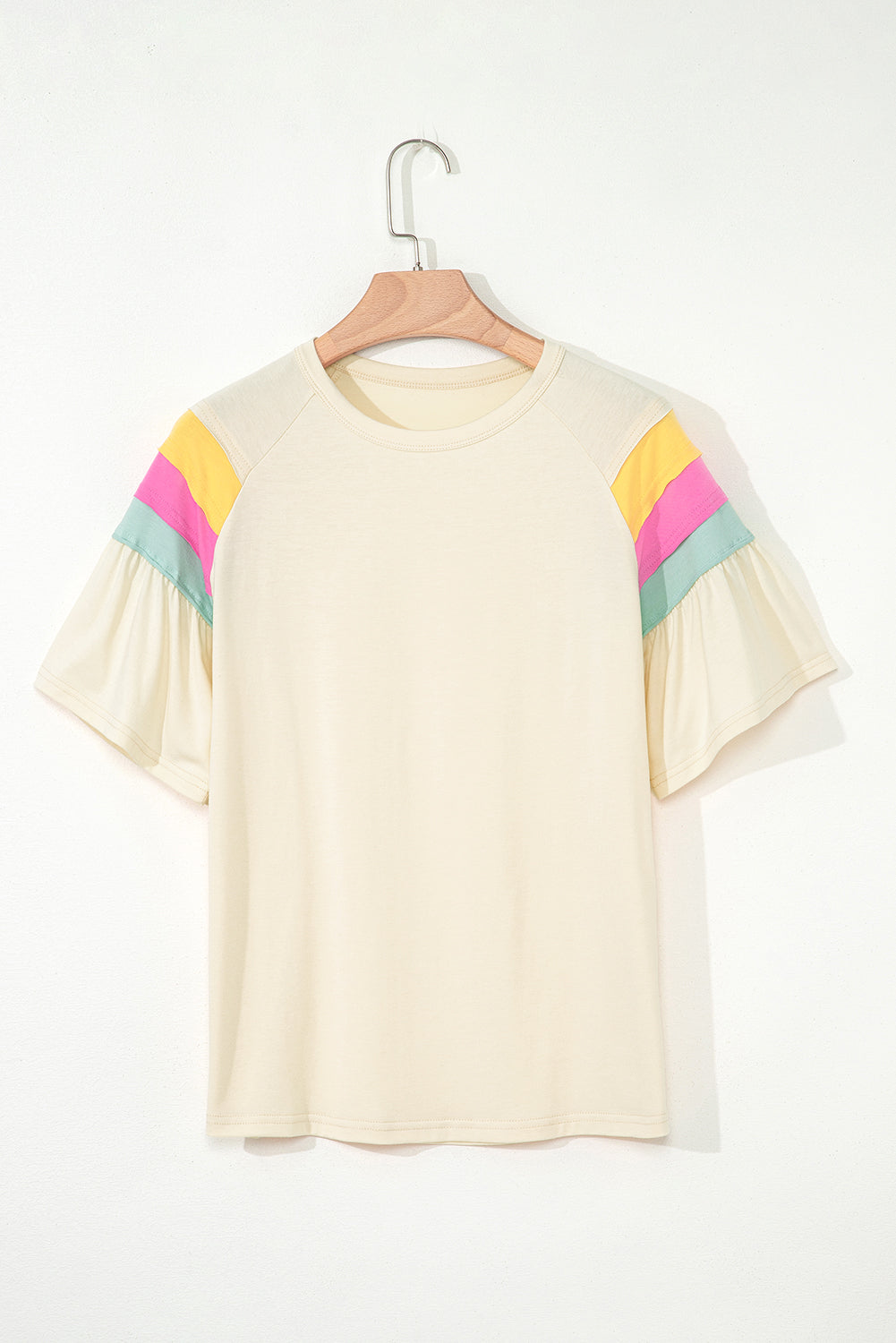 White Color Block Stitched Sleeve Loose T Shirt - Snoopy's Closet