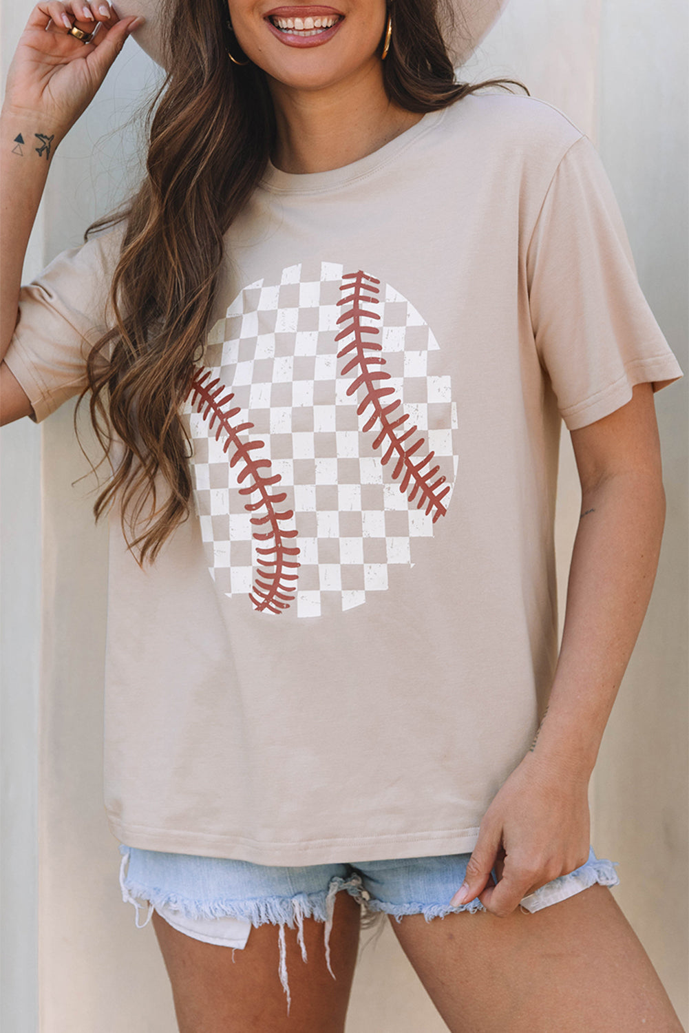 Jet Stream Checkered Baseball Graphic Tee - Snoopy's Closet