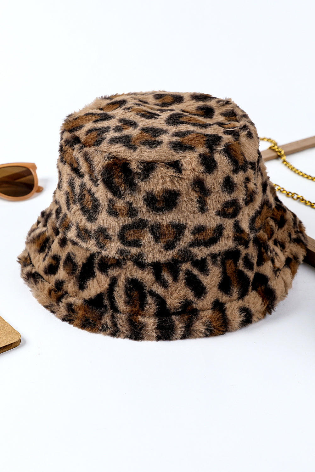 Sombrero de pescador de invierno de ala ancha con estampado de leopardo y curry tailandés