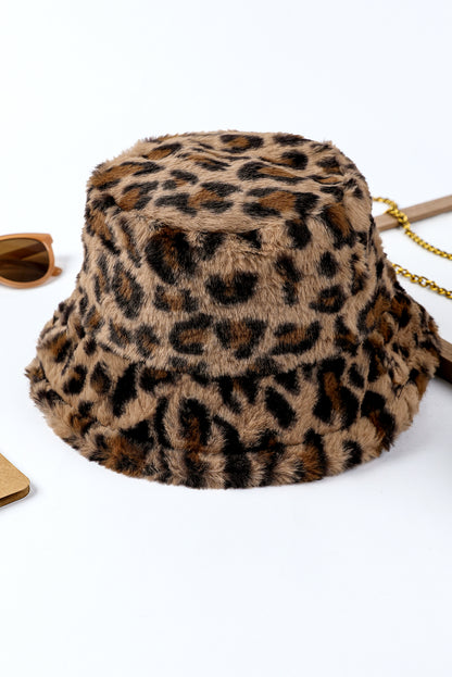 Sombrero de pescador de invierno de ala ancha con estampado de leopardo y curry tailandés