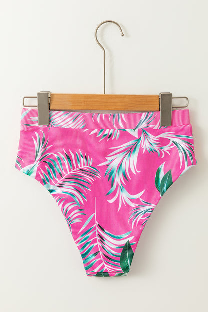 Rose Tropical Print Textured Bikini Bottoms - Snoopy's Closet