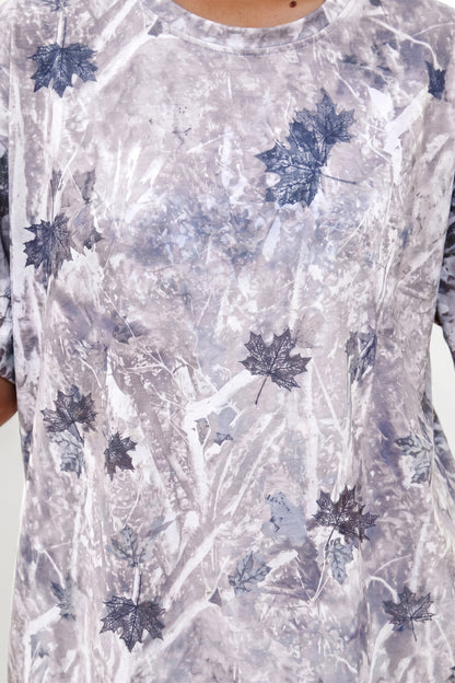 Gray Camouflage Woodland Print Drop Shoulder Tunic Tee - Snoopy's Closet