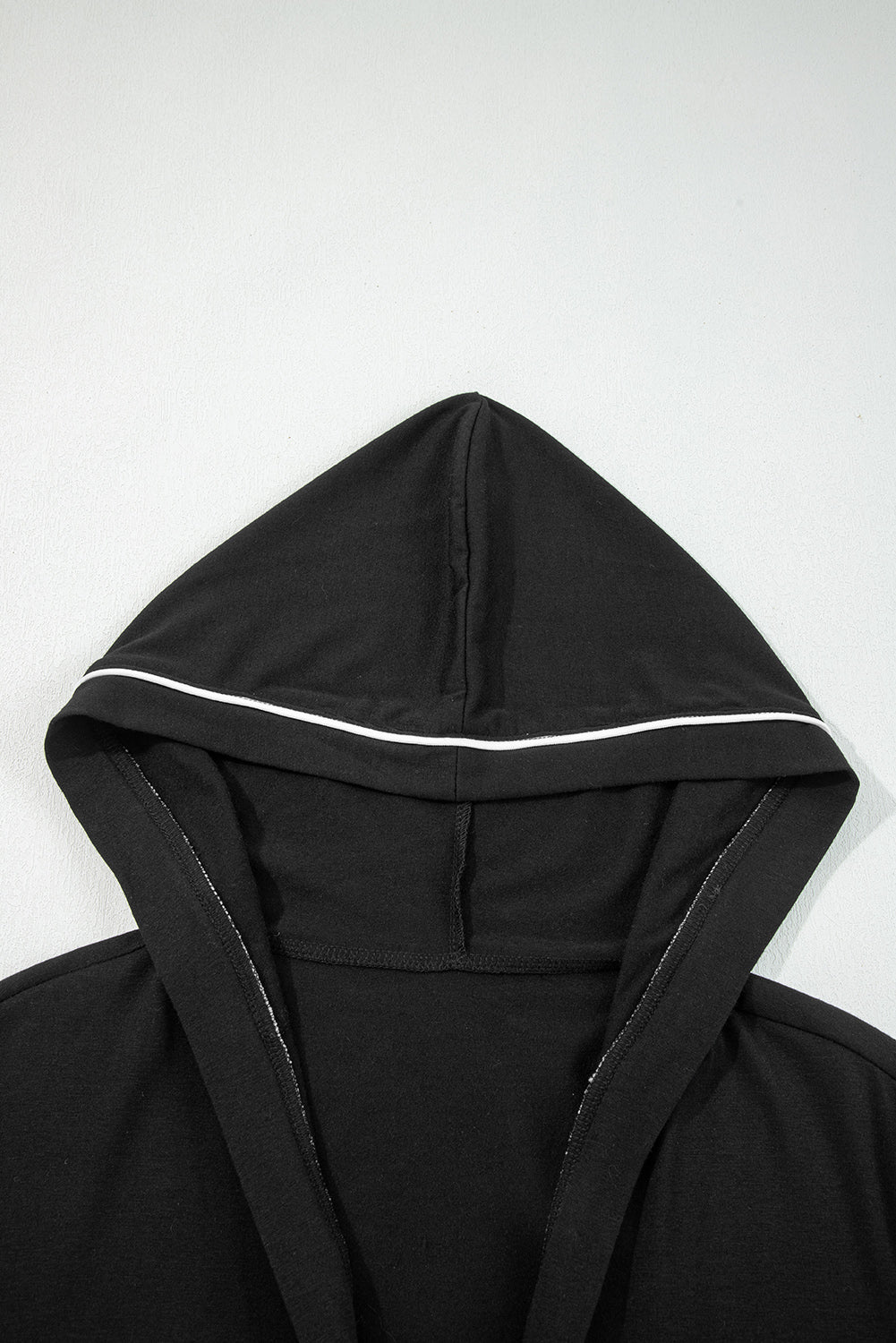 Black Contrast Trim Hooded Lounge Cardigan and Pants Set - Snoopy's Closet