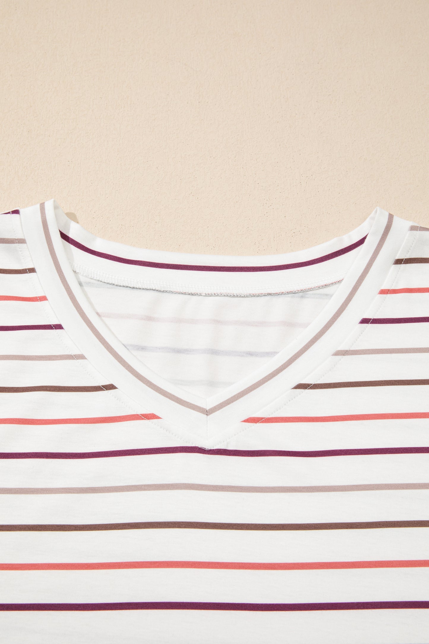 White Stripe V Neck Casual Plus Size Tee - Snoopy's Closet
