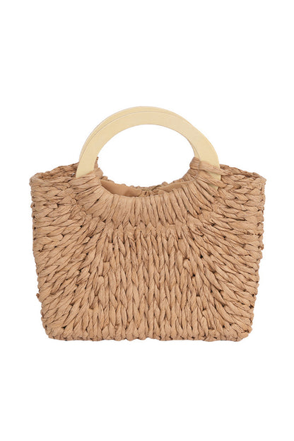 Camel Retro Straw Woven Handle Bag - Snoopy's Closet