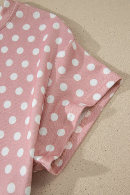 Pink Polka Dot Print Short Set - Snoopy's Closet