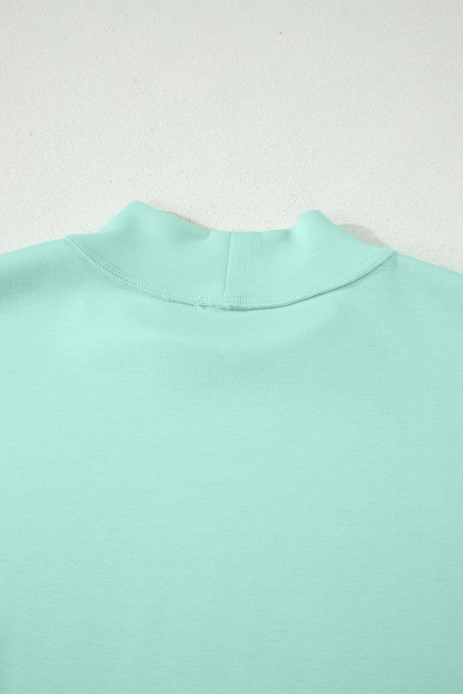 Moonlight Jade Solid Color Exposed Seam Mock Neck Oversize Tee Casual Shorts 2pcs Outfit - Snoopy's Closet