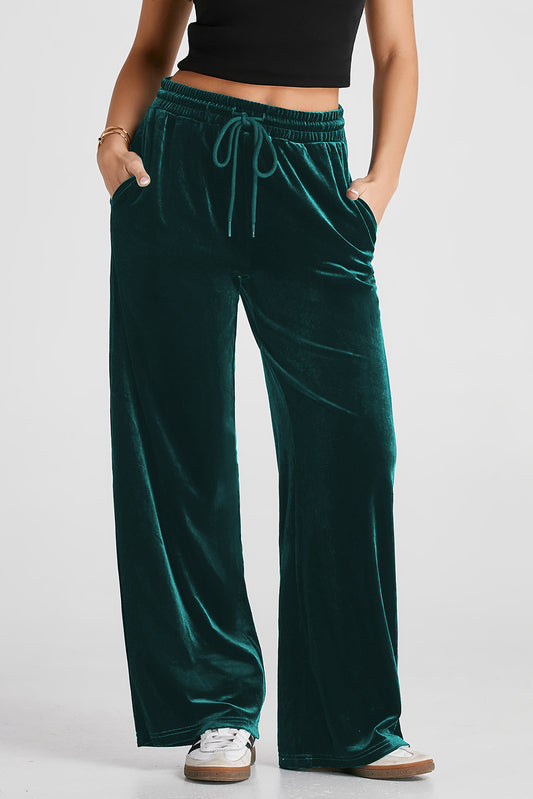 Pantalones de pernera ancha con cordón y cintura elástica Evergreen