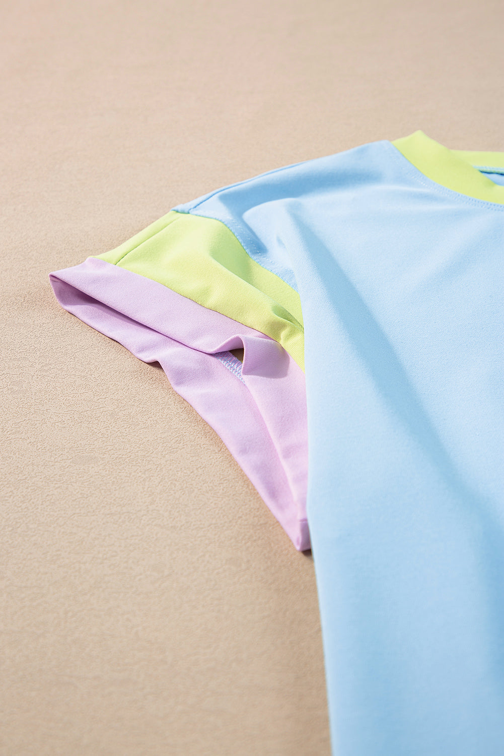 Sky Blue Color Block Detail Casual Two-piece Outfit - Snoopy's Closet